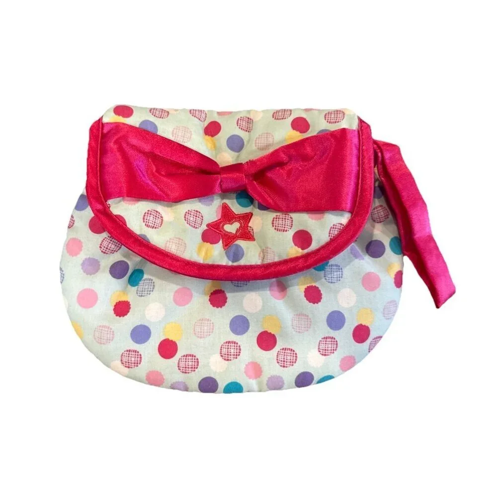 American Girl Bitty Baby Twins Doll Pink MOMMY PURSE for Child Blue Pink Dots